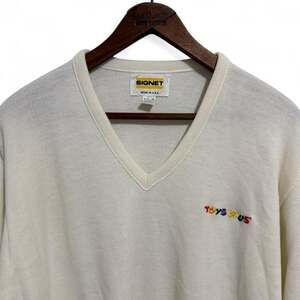 Vintage Signet Toys R Us Embroidered V-Neck Sweater White XL
